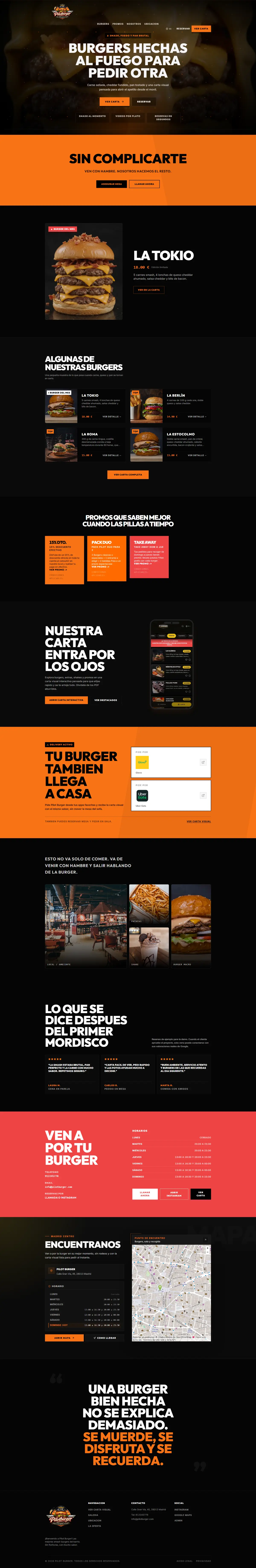 Landing de demostración de Pilot Burger