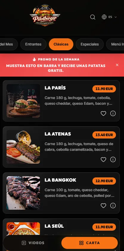 Carta QR de TuPlatto en móvil